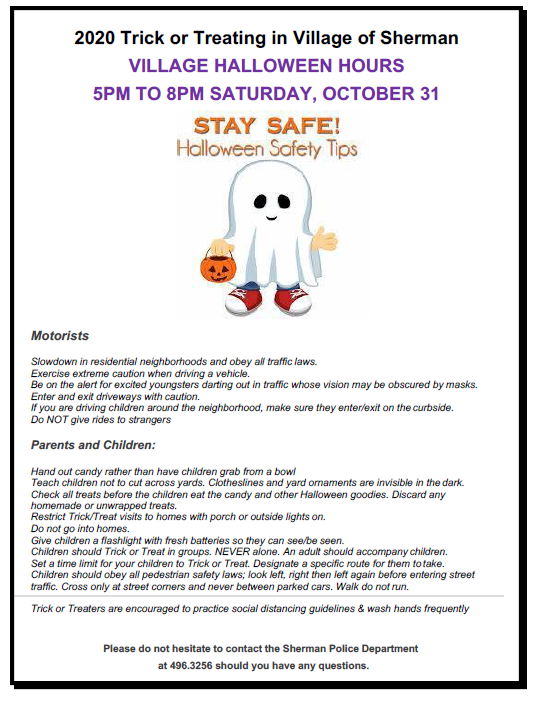 Village Halloween Hours Village of Sherman